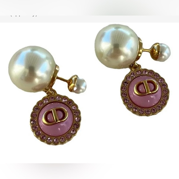 Dior Gold and Pink Pearl Earrings